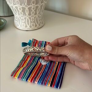 Chic Silver Bangle with Filigree Design